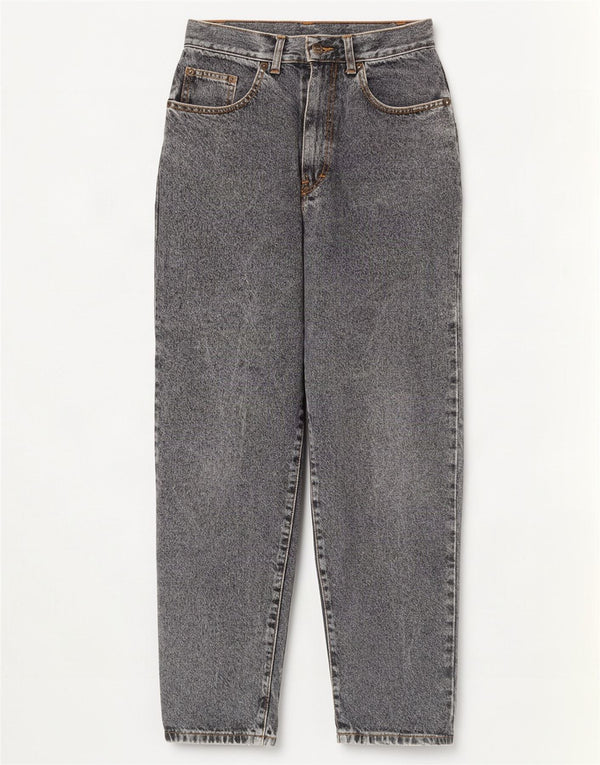 Jeans affusolati a vita alta da donna vintage IT 40 piccoli W26 L30 cotone grigio