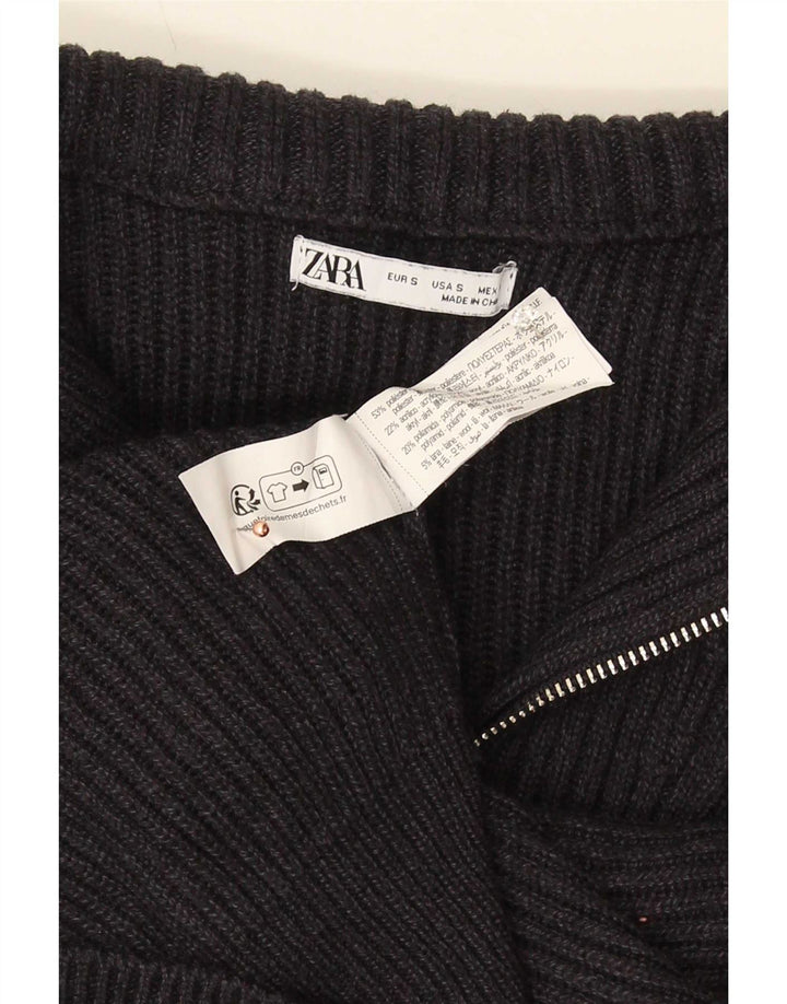 Maglione Zara da uomo con zip e collo piccolo in poliestere grigio