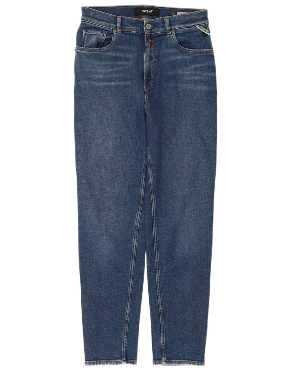 Jeans affusolati a vita alta da donna Replay W27 L28 cotone blu