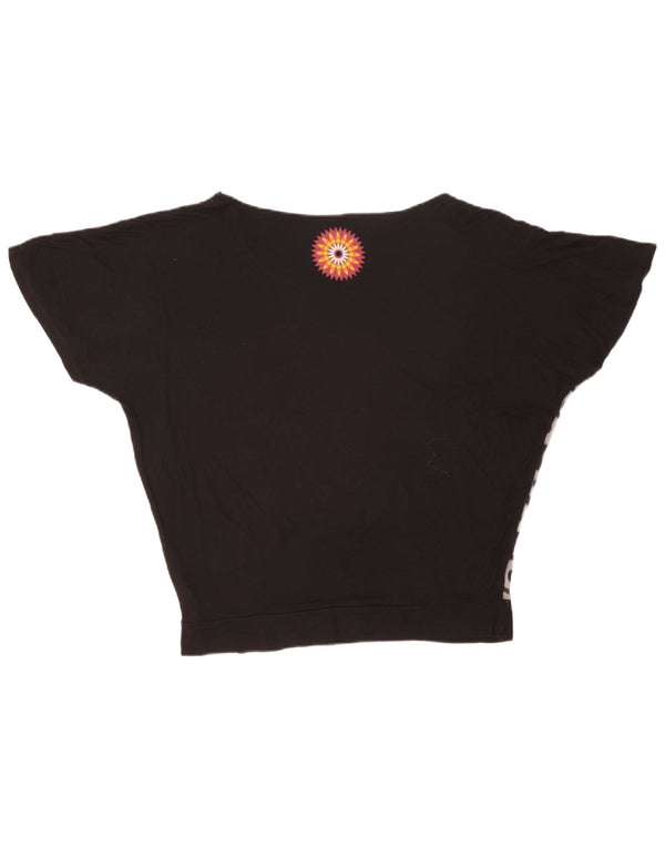 Desigual Donna Graphic Blouse Top UK 14 Viscosa geometrica nera media