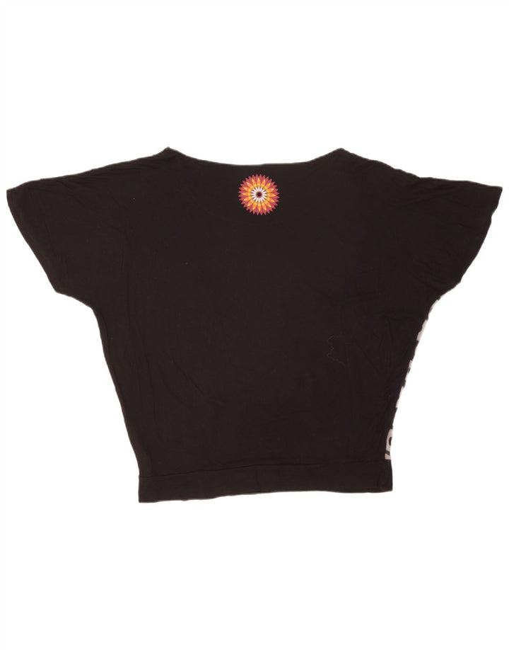 Desigual Donna Graphic Blouse Top UK 14 Viscosa geometrica nera media