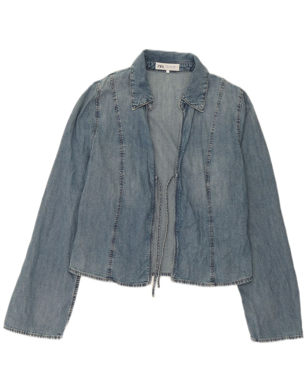 Giacca in denim avvolgente da donna Zara UK 18 XL cotone blu