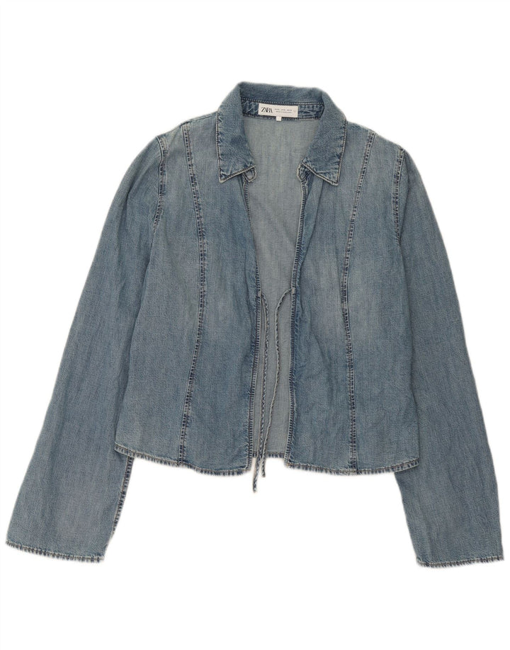 Giacca in denim avvolgente da donna Zara UK 18 XL cotone blu