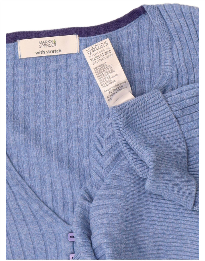 Maglione da donna Marks & Spencer a maniche corte con scollo a V UK 12 Blu medio