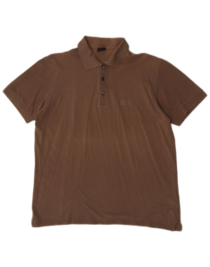 Polo da uomo Hugo Boss piccola in cotone marrone