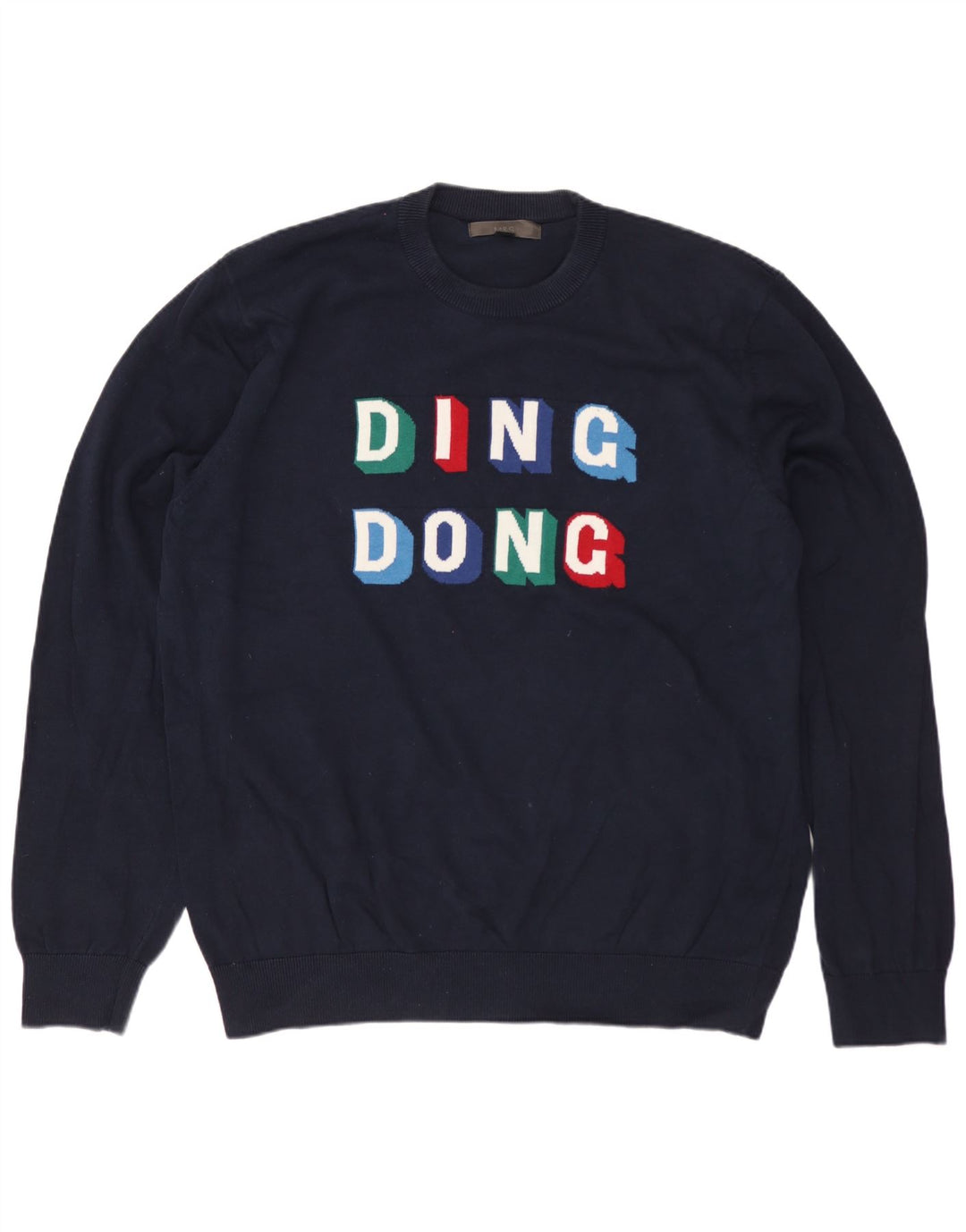 MARKS & SPENCER Maglione da uomo girocollo con grafica grande blu navy
