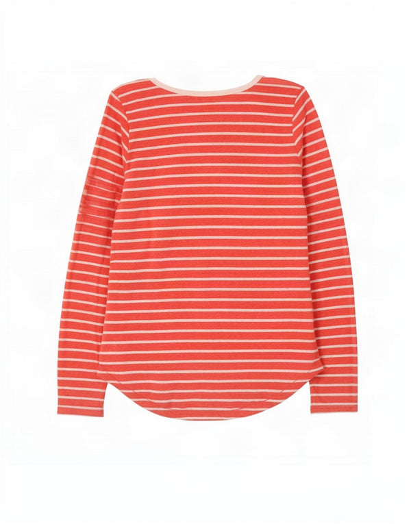Fat Face Top da donna a maniche lunghe UK 12 Cotone a righe arancione medio