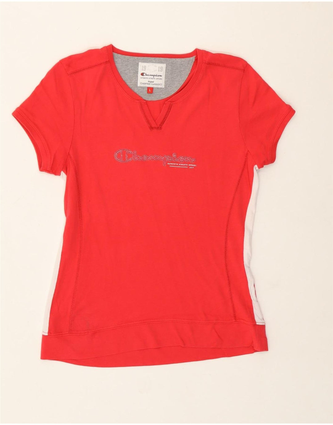 T-shirt Champion Heritage Classics da donna UK 14 Large Rossa