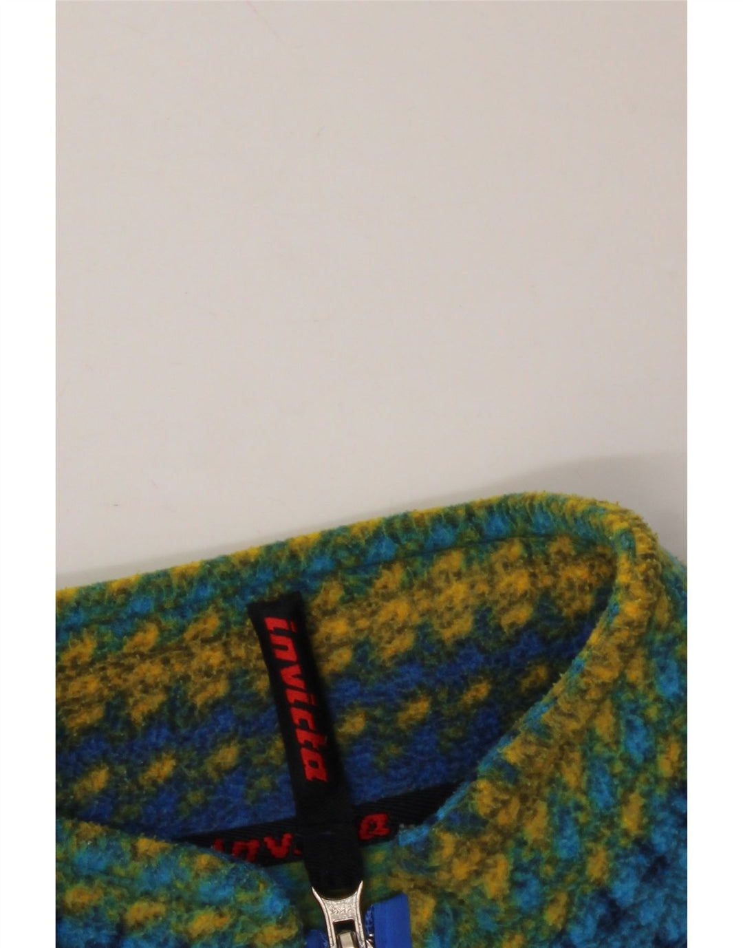 Maglione in pile da uomo con zip e collo INVICTA, a righe grandi, multicolore