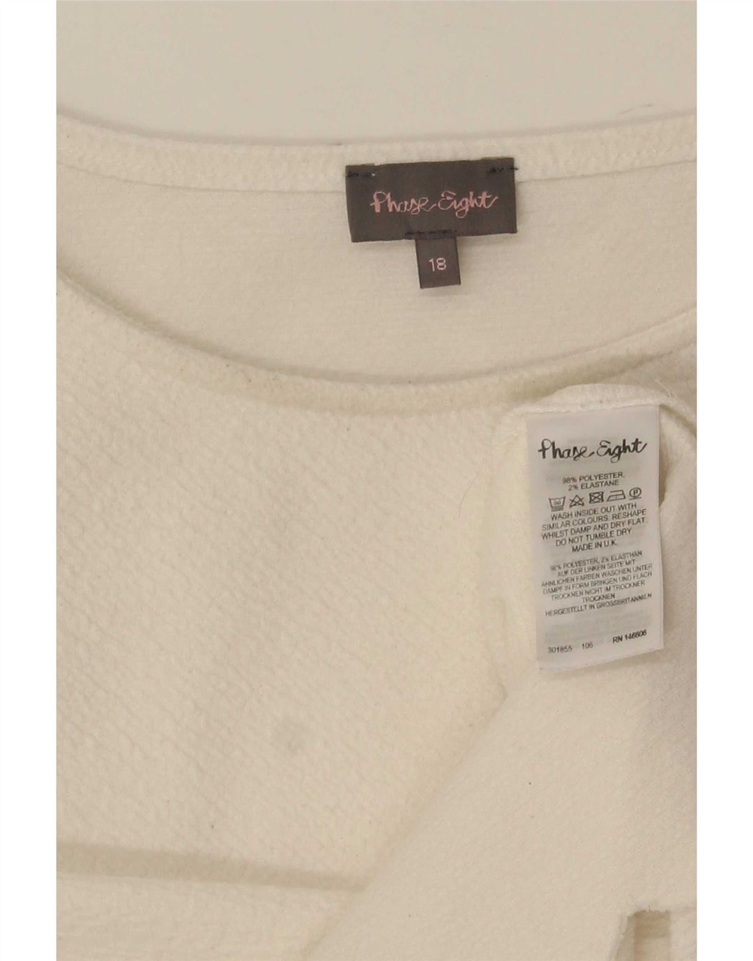 Top camicetta da donna Phase Eight UK 18 XL poliestere bianco sporco