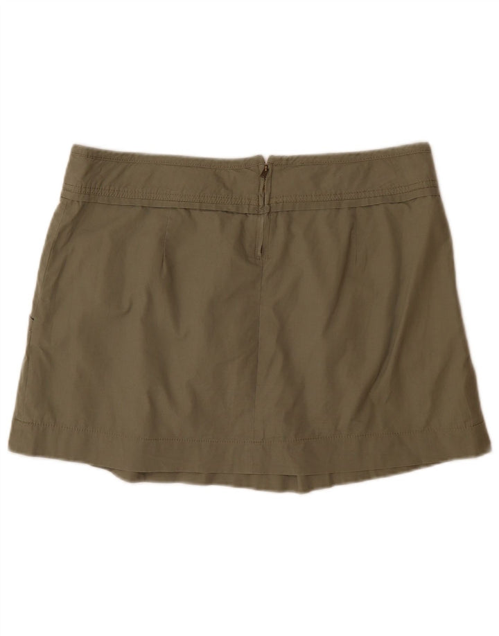 ZARA Womens Mini Skirt XL W36  Khaki Cotton