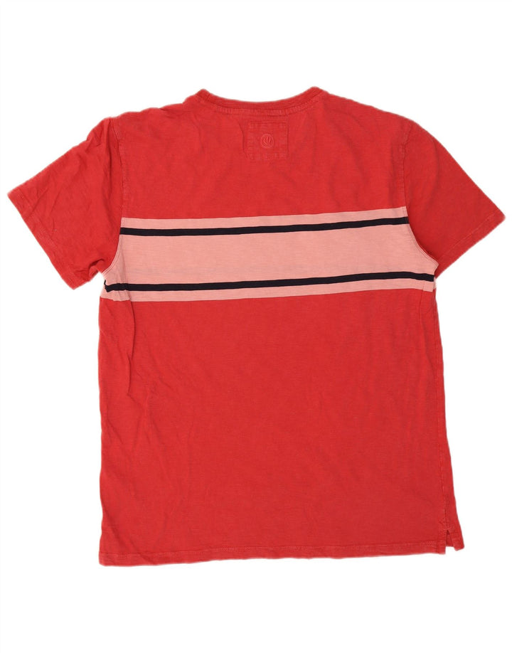 T-shirt da uomo Fat Face Top grande in cotone color block rosso