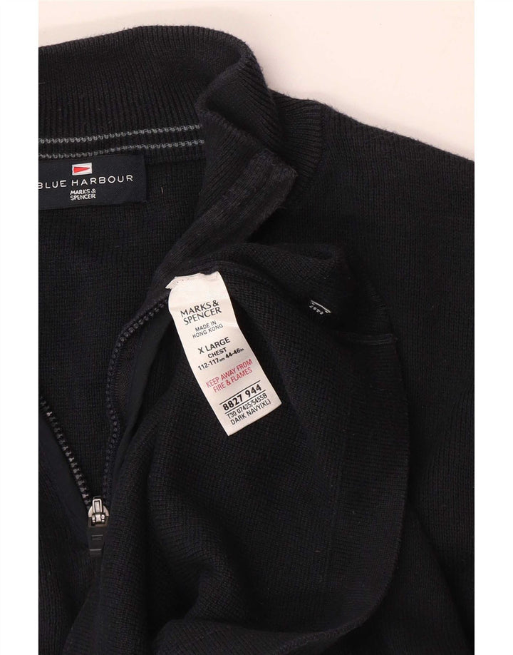 Maglione da uomo Marks & Spencer con collo con zip blu Harbour XL Blu navy