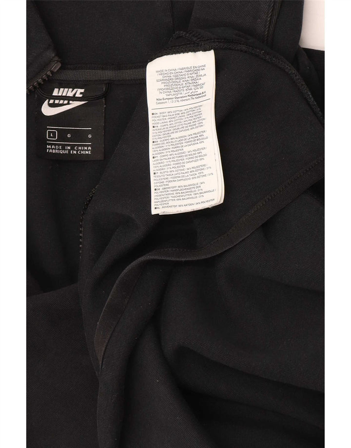 Felpa con cappuccio e zip Nike da uomo, grande, in cotone nero
