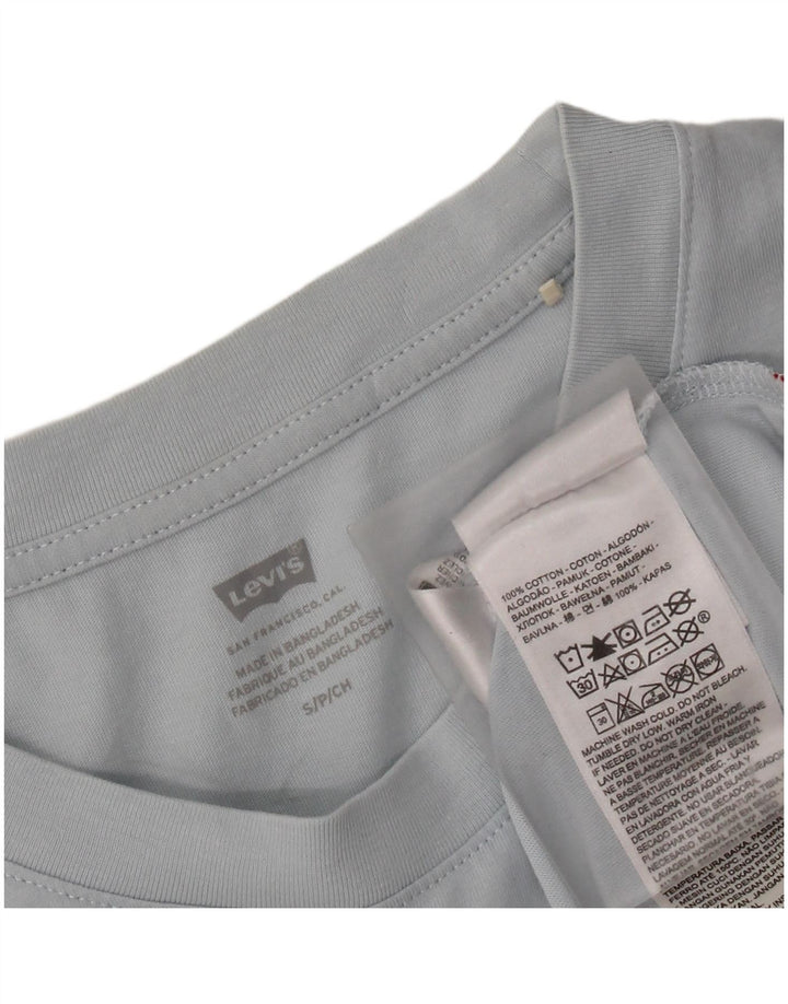 LEVI'S T-shirt grafica oversize da donna Top UK 10 Small Blu Colourblock