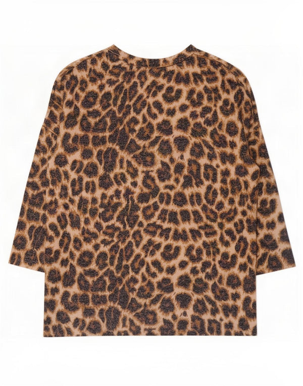Top Zara Trafaluc da donna manica 3/4 UK 14 marrone medio stampa animalier