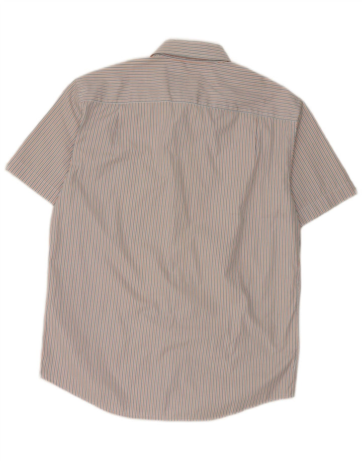Camicia Gas da uomo a maniche corte in cotone rigato blu medio