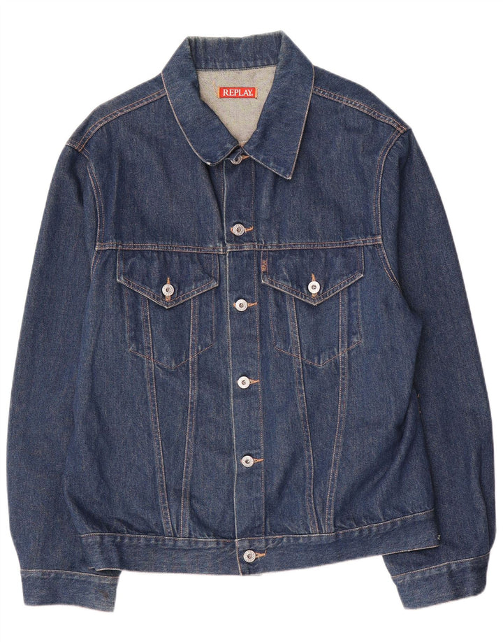 Giacca di jeans da uomo Replay UK 44 2XL Cotone blu navy