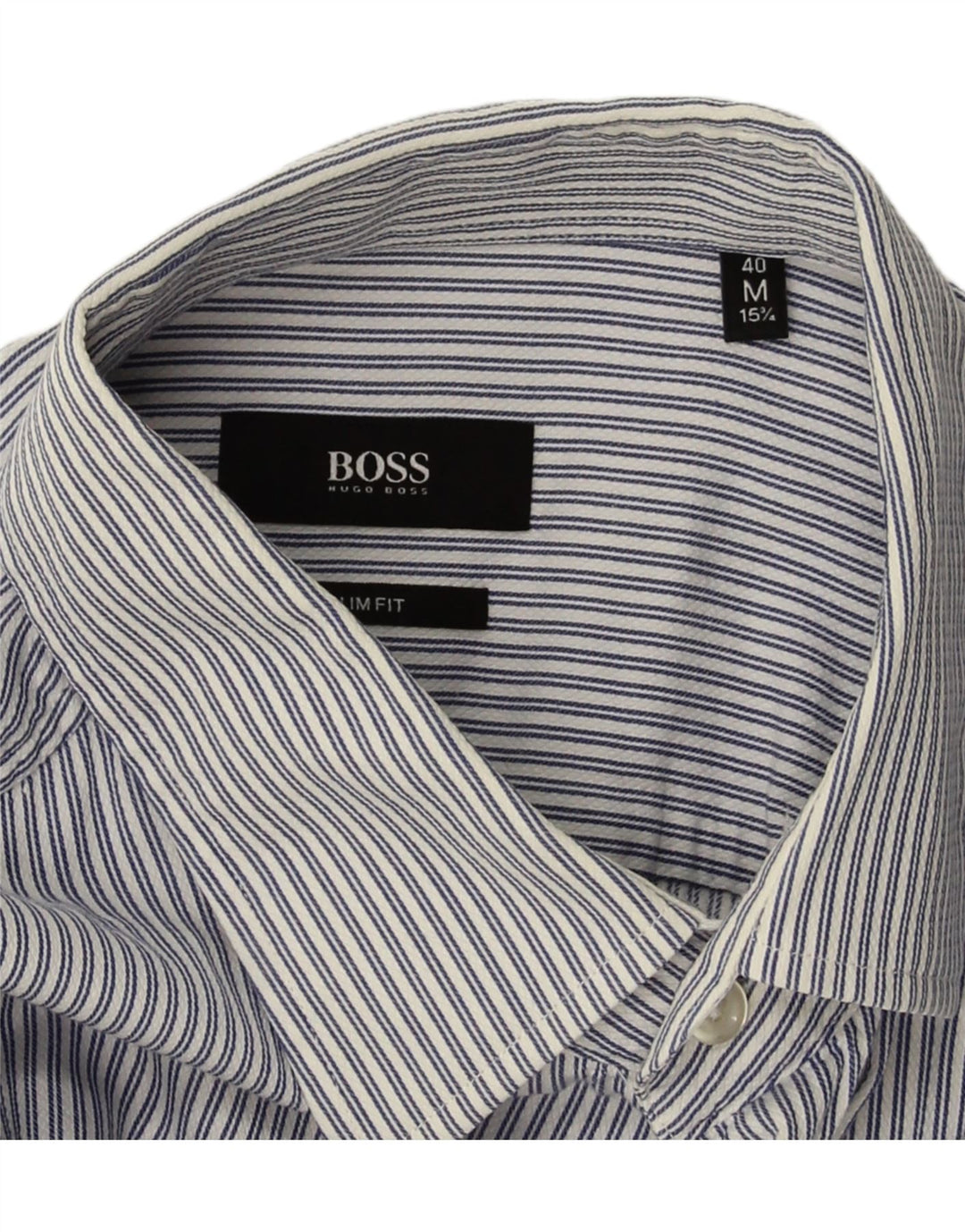 HUGO BOSS Mens Slim Fit Shirt Medium Blue Pinstripe Vintage Hugo Boss and Second-Hand Hugo Boss from Messina Hembry 