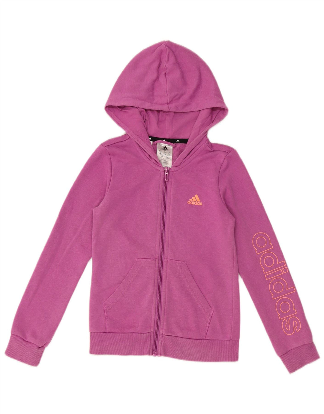 Felpa con cappuccio e zip grafica ADIDAS per ragazze 9-10 anni in cotone viola