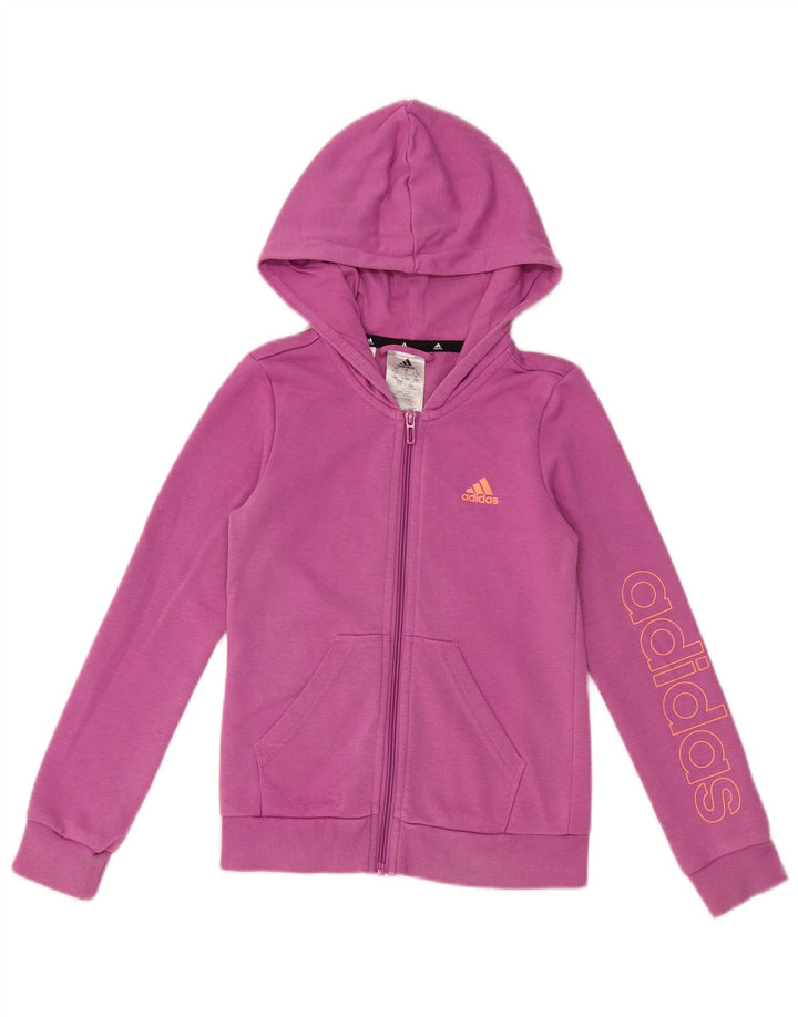 Felpa con cappuccio e zip grafica ADIDAS per ragazze 9-10 anni in cotone viola