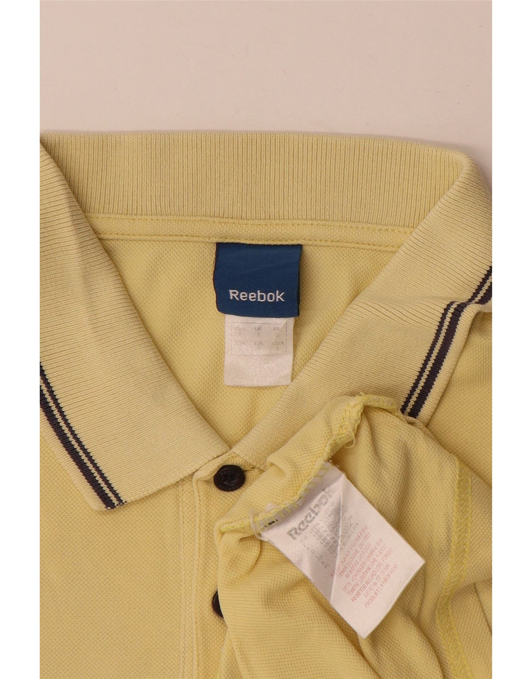 Polo Reebok da uomo piccola in cotone a righe gialle