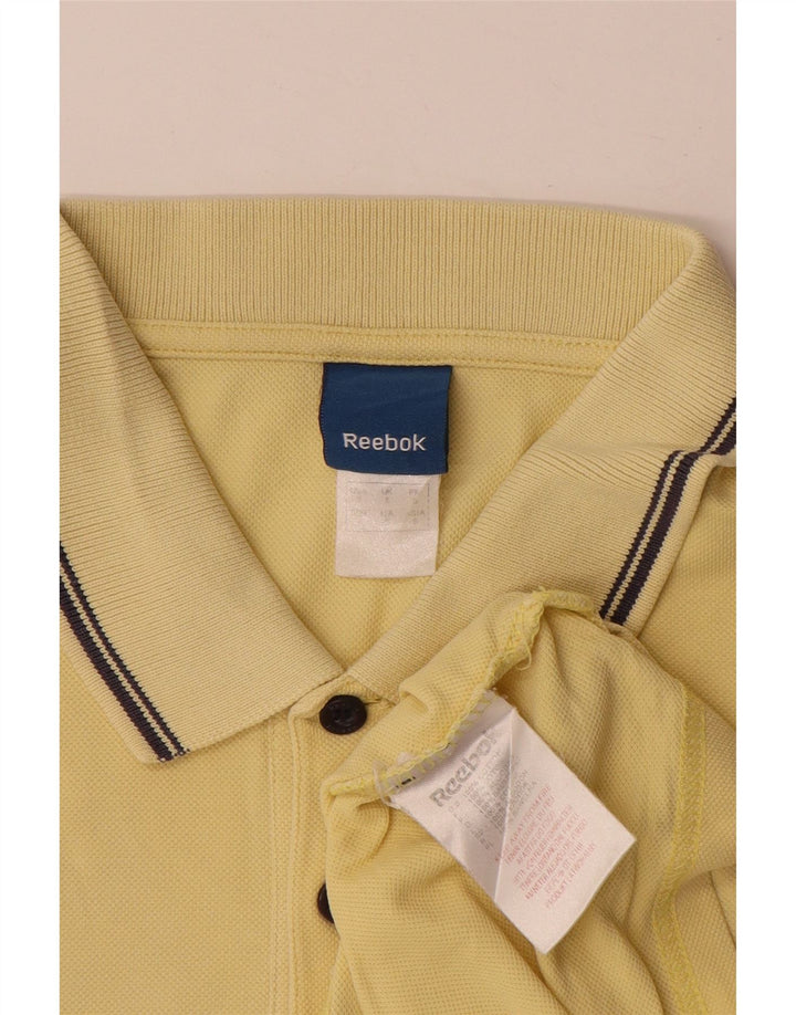 Polo Reebok da uomo piccola in cotone a righe gialle