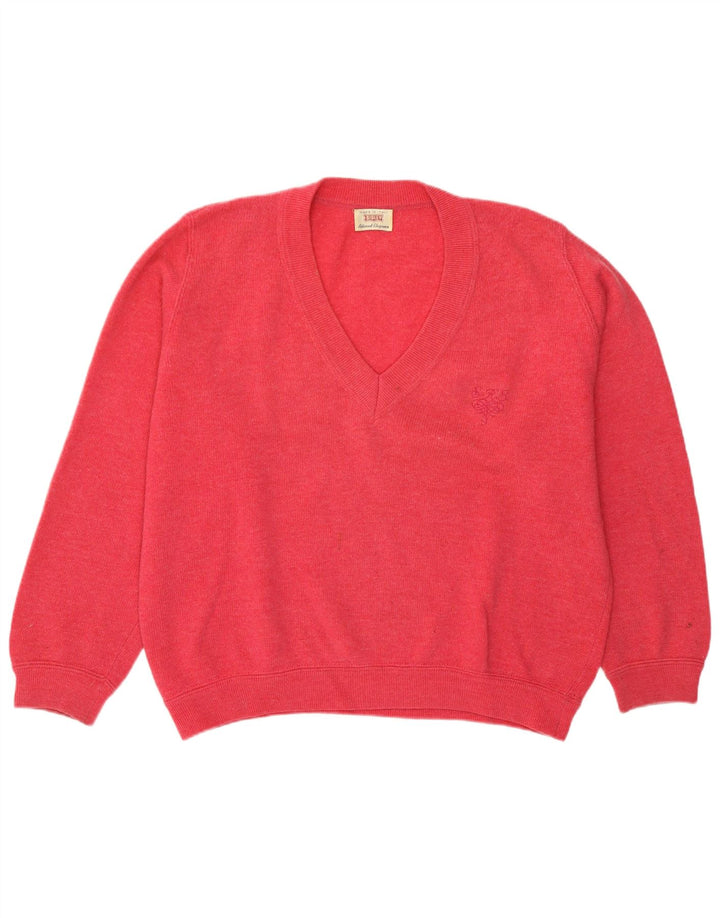 Maglione maglione oversize con scollo a V da donna Sisley UK 14 Rosa medio
