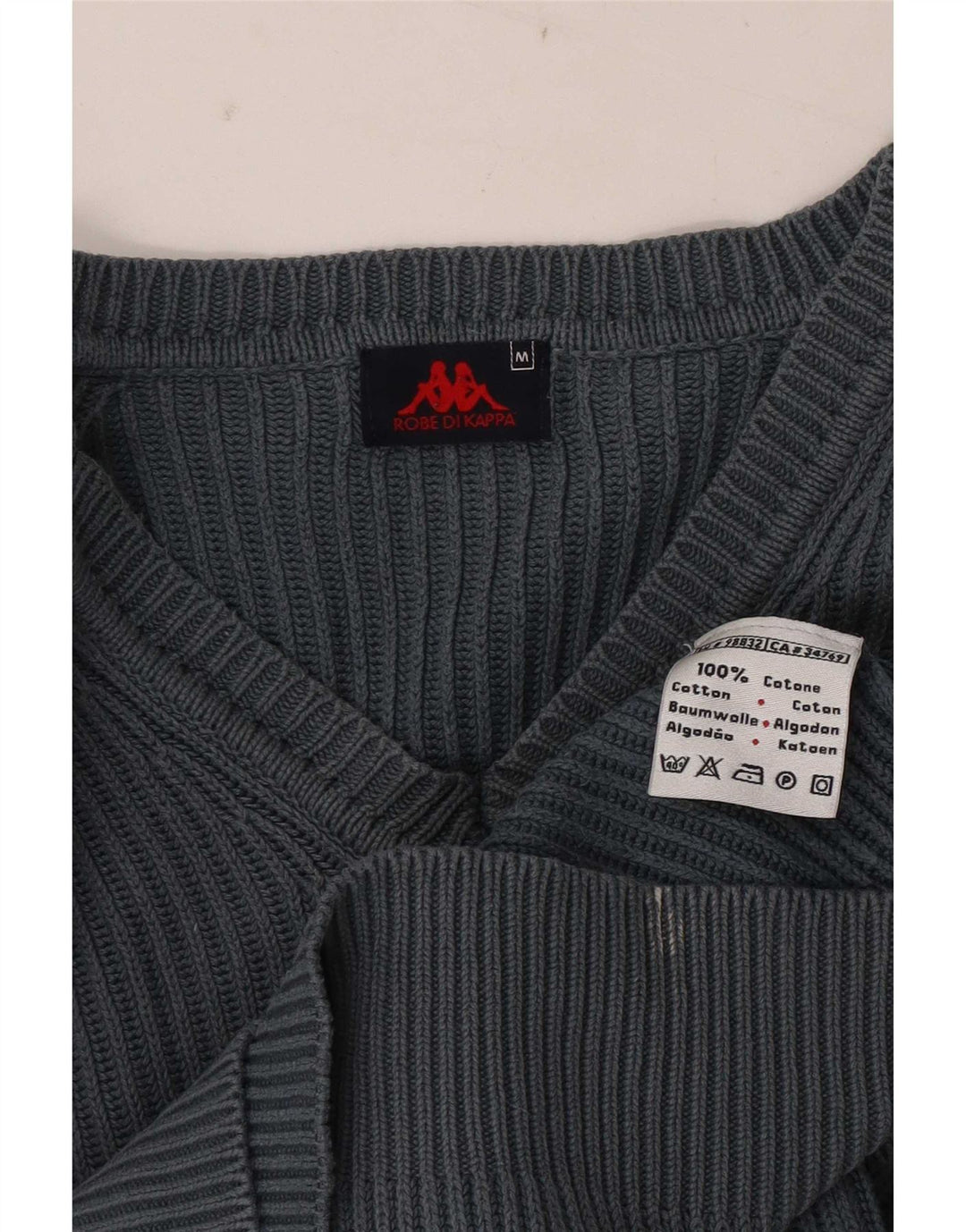 Maglione Kappa da uomo con scollo a V in cotone grigio medio