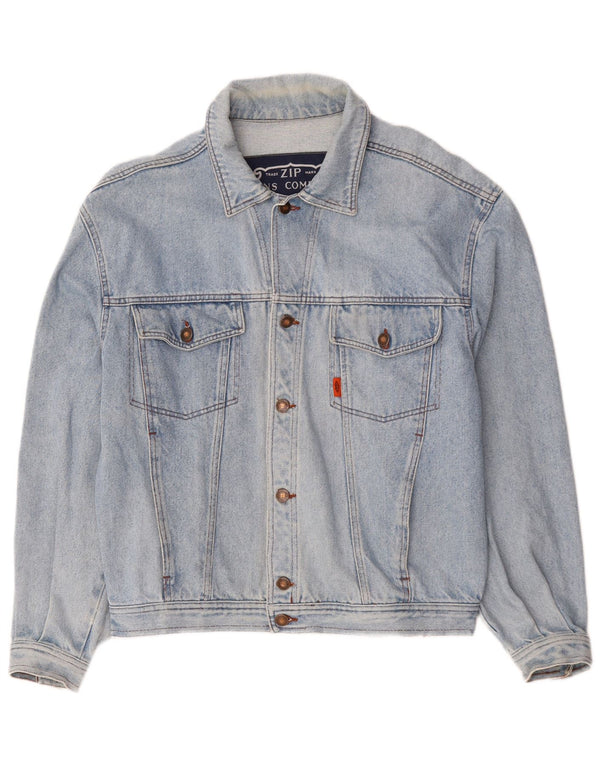 Zip Mens Denim Jacket UK 40 Large Blue