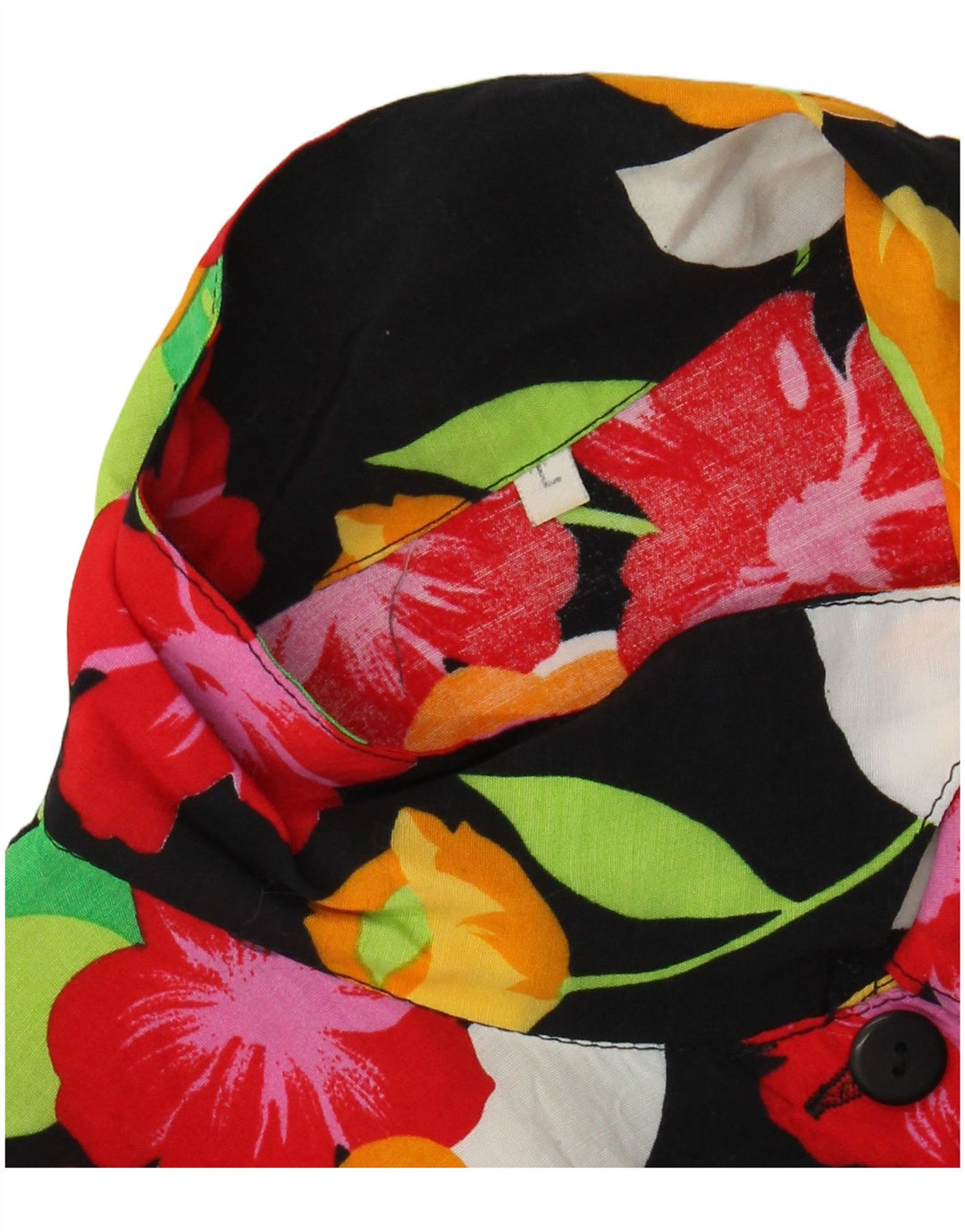 Camicetta da donna a maniche corte VINTAGE UK 16 grande floreale nero