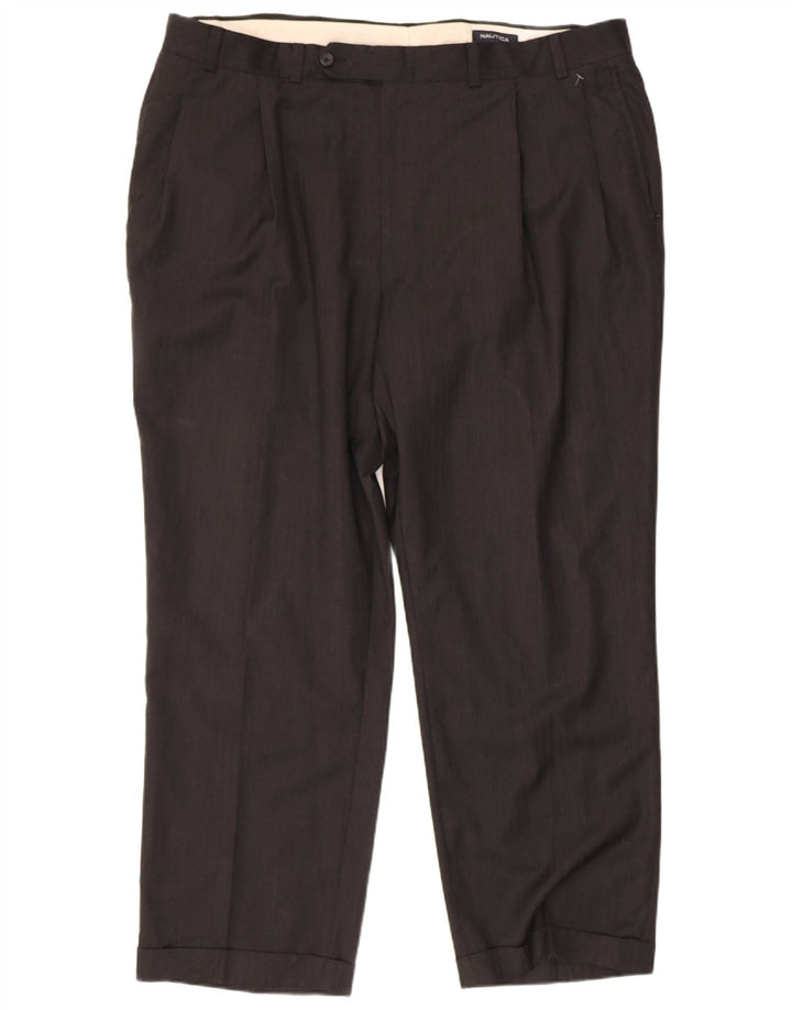 NAUTICA Womens Pegged Suit Trousers W42 L29 Black Wool