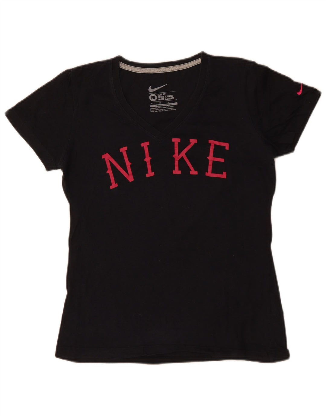 T-shirt grafica NIKE da donna slim fit, taglia UK 12, cotone nero medio