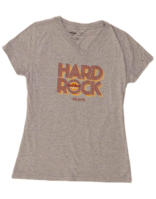 T-shirt grafica da donna Hard Rock Cafe Miami UK 12 Cotone grigio medio