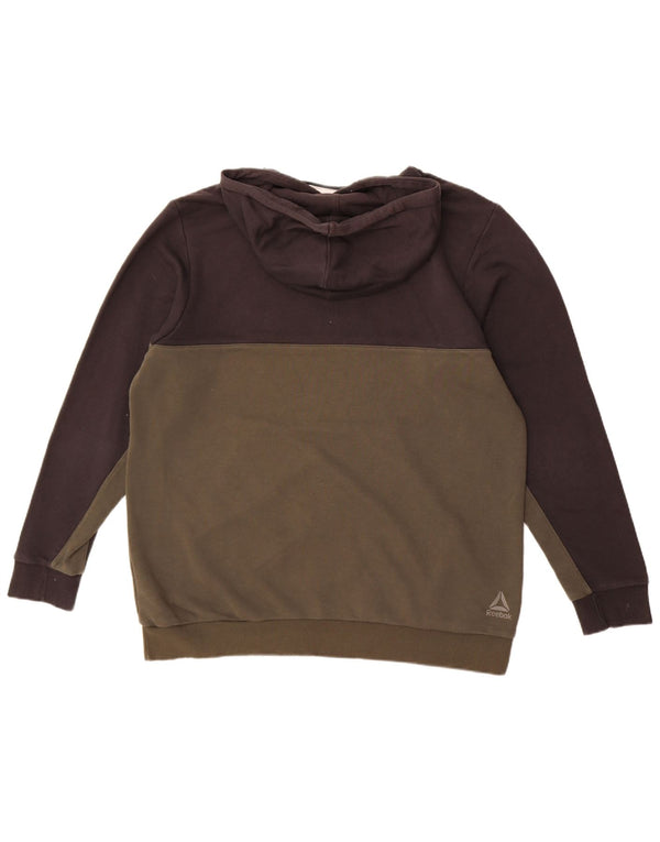 Felpa con cappuccio grafica da uomo Reebok XL in cotone color block kaki