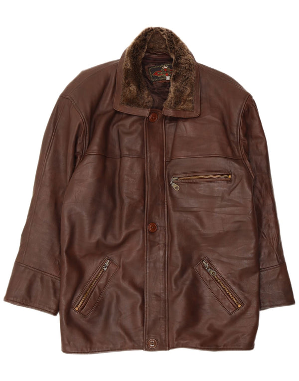 Giacca in pelle vintage da uomo UK 44 2XL Pelle marrone