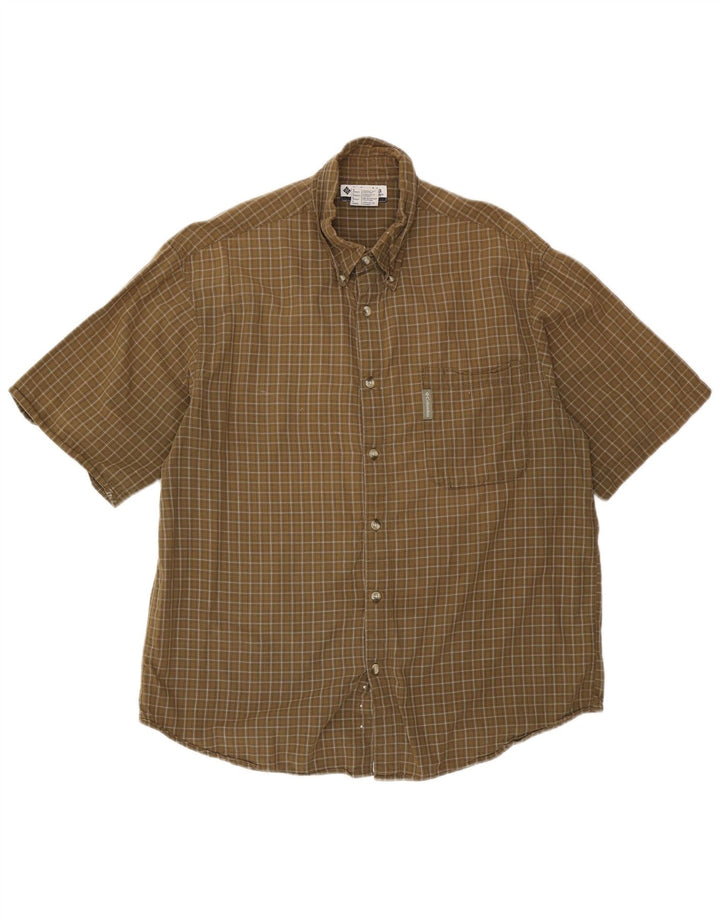 Camicia a maniche corte da uomo Columbia in cotone a quadri kaki grandi