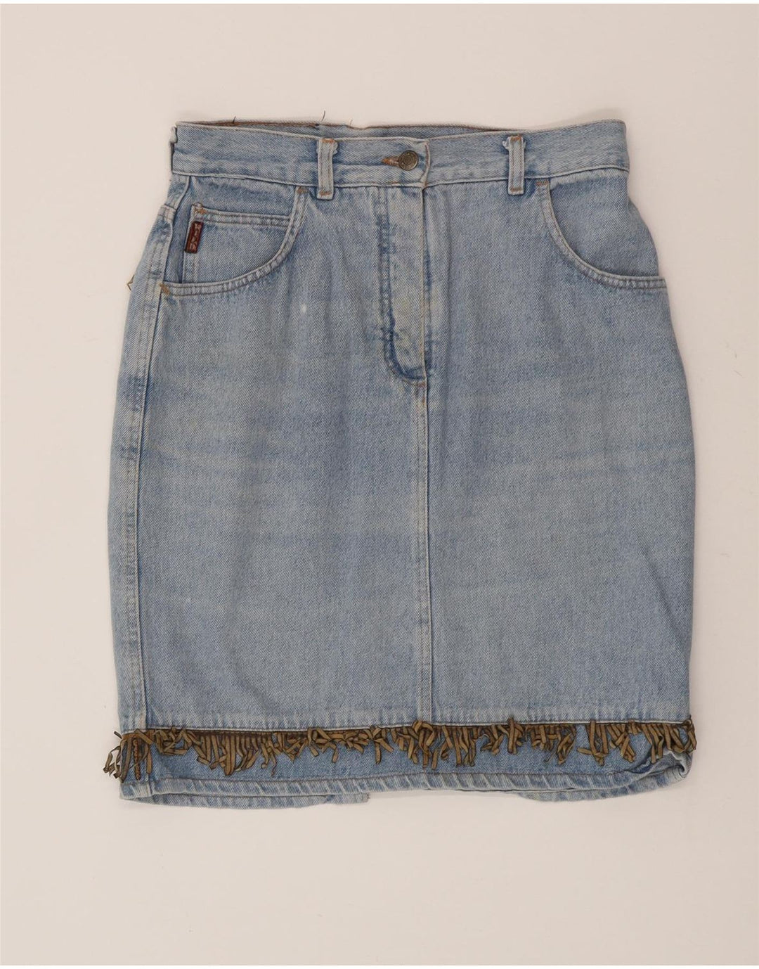 Gonna in denim da donna selvaggia W30 blu medio