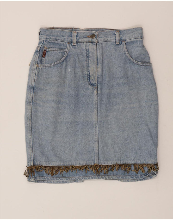 Gonna in denim da donna selvaggia W30 blu medio