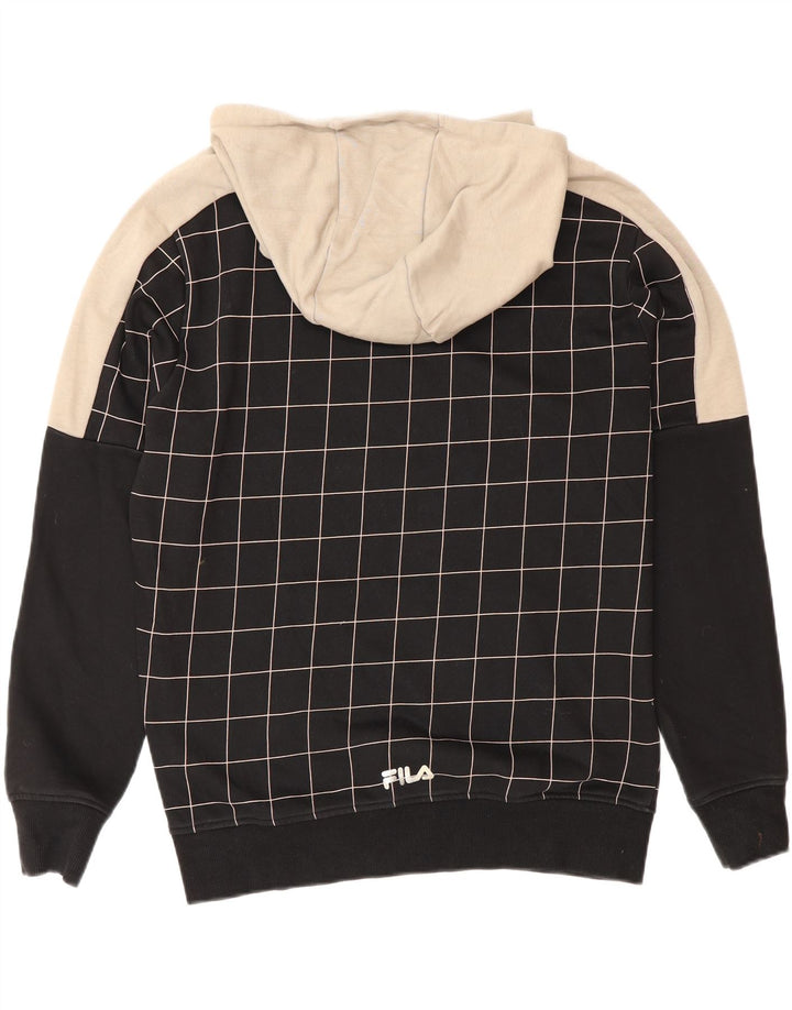 Felpa con cappuccio grafica da uomo Fila piccola in cotone a quadri neri