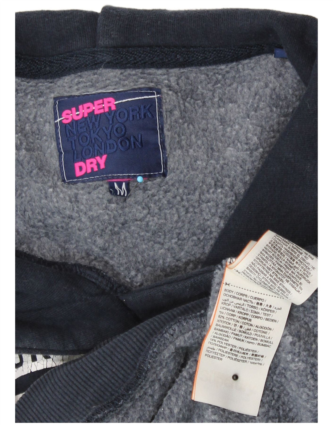 Felpa con cappuccio oversize grafica da donna Superdry UK 14 medio blu navy