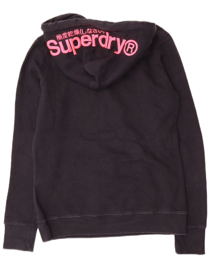 Maglione con cappuccio grafico da donna SUPERDRY UK 12 cotone blu navy medio