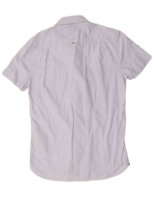 Camicia a maniche corte da uomo Superdry in cotone blu medio