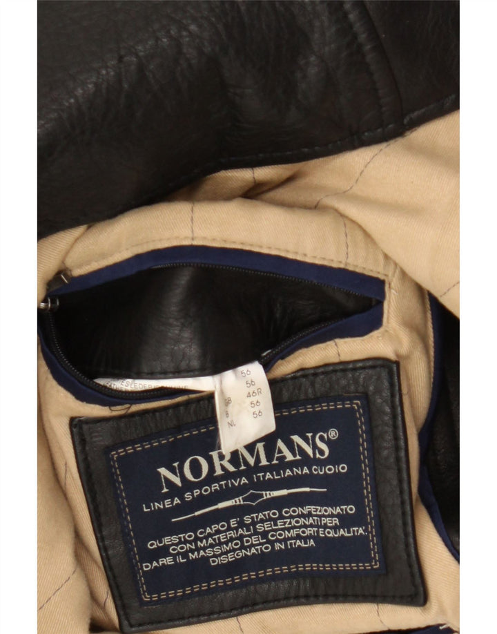 Giacca in pelle da uomo VINTAGE UK 46 3XL Pelle nera