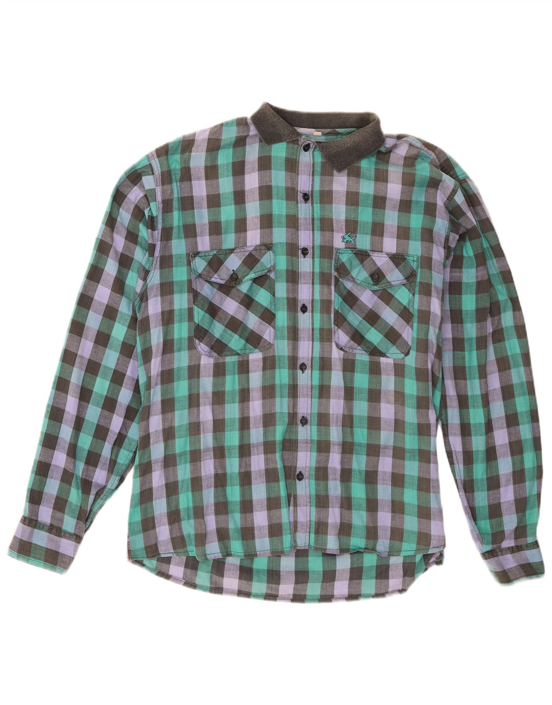 Camicia vintage da uomo XL in cotone a quadretti multicolore