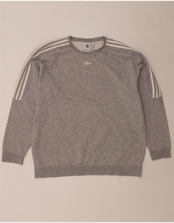 Felpa da uomo ADIDAS maglione XL in cotone chiazzato grigio
