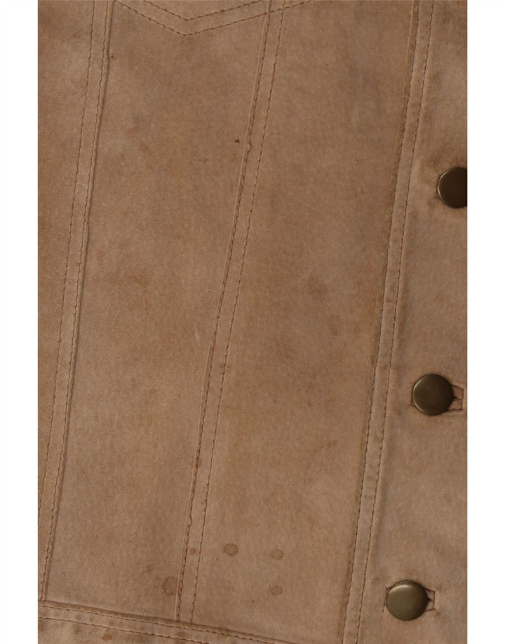 NANI BON Giacca bomber da uomo in pelle scamosciata UK 38 Pelle beige media