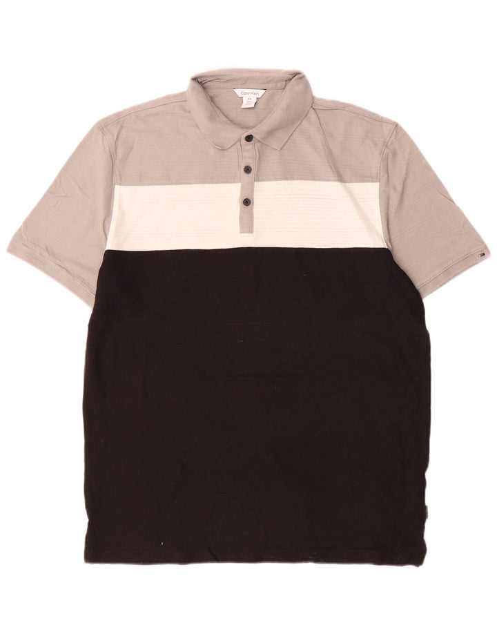 CALVIN KLEIN Polo da uomo in cotone color block medio nero