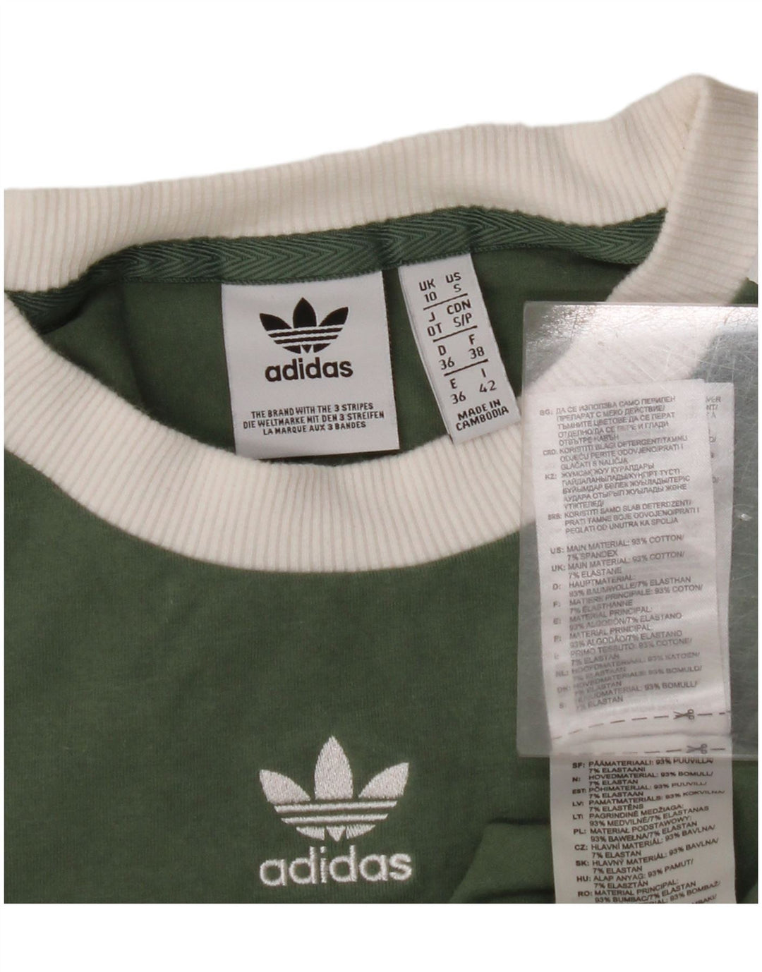 Maglia ADIDAS da donna a manica lunga UK 10 piccola in cotone verde