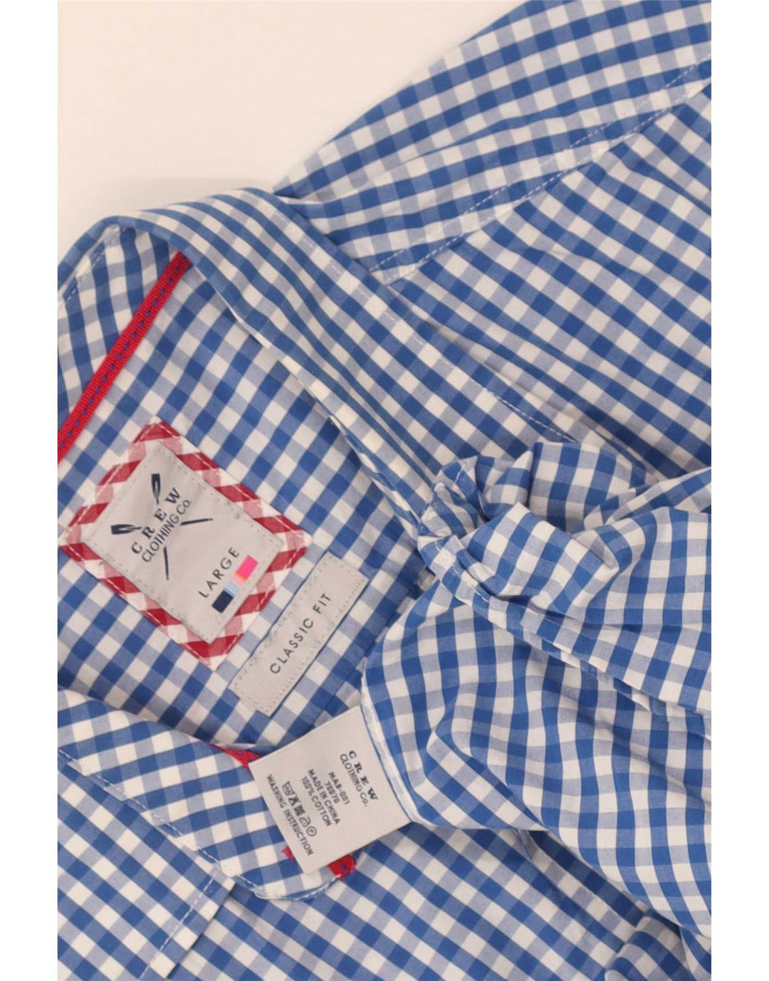 Crew Clothing Camicia da uomo dalla vestibilità classica, grande in cotone a quadretti blu